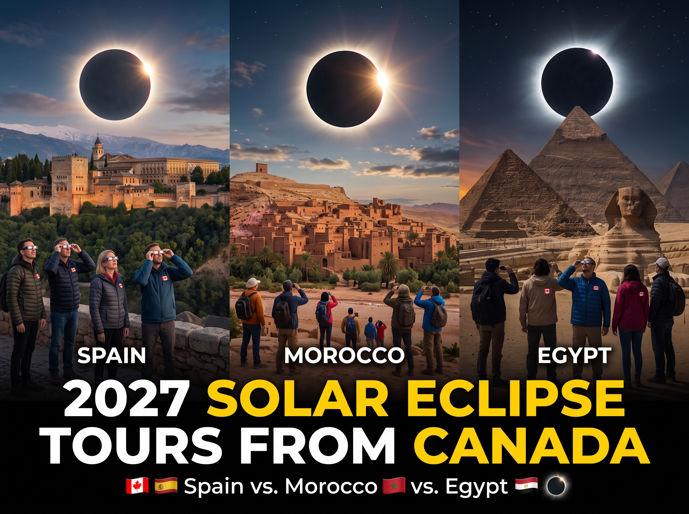 2027 Solar Eclipse Tours From Canada: Spain vs Morocco vs Egypt